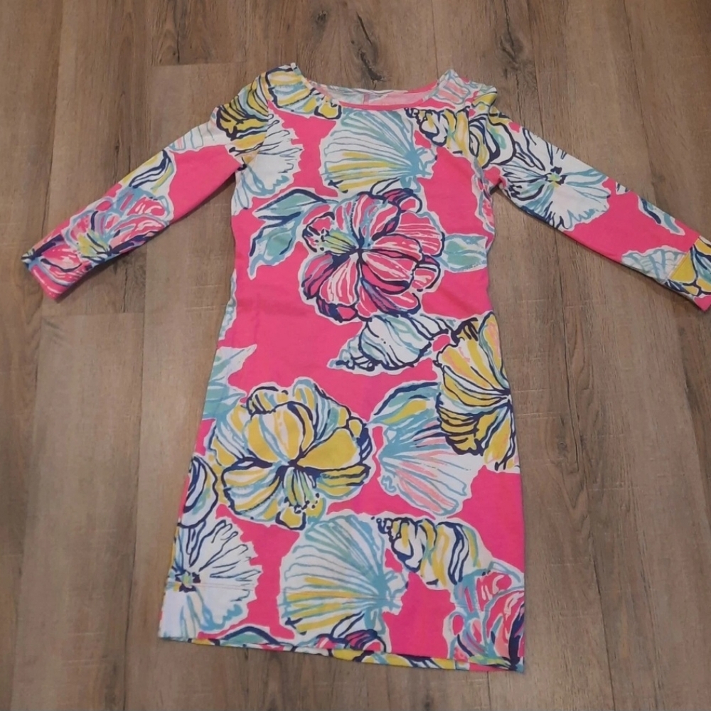 Lilly Pulitzer Womens XXS Pima Cotton T Shirt Dress Summer Floral Bright Pink